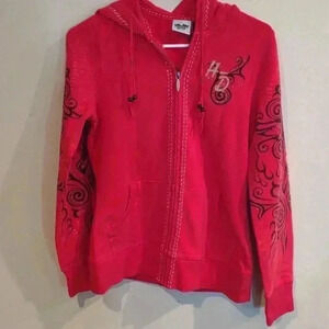 Vintage‎ Harley Davidson Women's Small red zip Zip Up